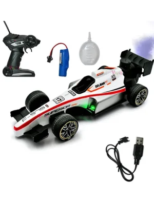 Vikrida 1:14 Scale RC Racing Car 4Wheel HighSpeed Rock Formula Car with Lights & Flame Spray Effect 15 km/h Remote Control Toy for Kids