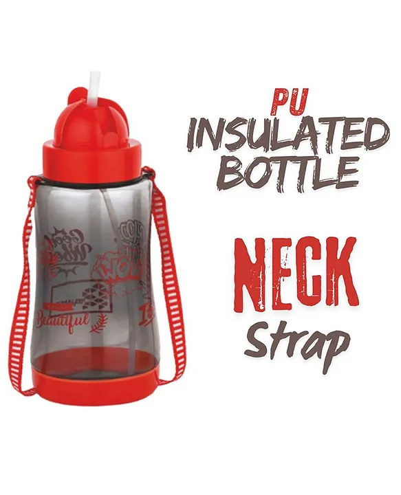 Kids Plastic Water Bottle with Straw Sipper Bottle Leak Proof BPA Free Food Grade School & Picnic Bottle Red (800ml)