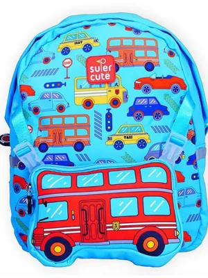 Supercute Super Cute Cars TwoinOne School Backpack for Kids Aqua Blue 14 Inch