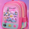 SYGA Kids Backpack Claw Machine Cutie & Toy Print with Waterproof School Bag for 3 to 6 Years School Students (Pink) Height 14 Inch