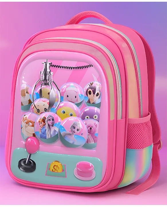 SYGA Kids Backpack Claw Machine Cutie & Toy Print with Waterproof School Bag for 3 to 6 Years School Students (Pink) Height 14 Inch