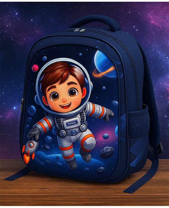 SYGA Kids Backpack Cute Astronaut with Waterproof School Bag for 3 to 6 Years School Students (Royal Blue) Height 14 Inch