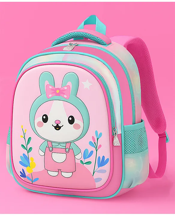 SYGA Kids Backpack Bunny's Bloom with Waterproof School Bag for 18 Months to 3 Years School Students (Light Pink & Green) Height 12 Inch