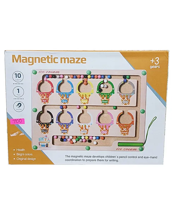 Magnetic Color Number Bead Maze Wooden Color Matching bead Learning Counting Magnet Puzzle Board Montessori Toy for kids color design may vary