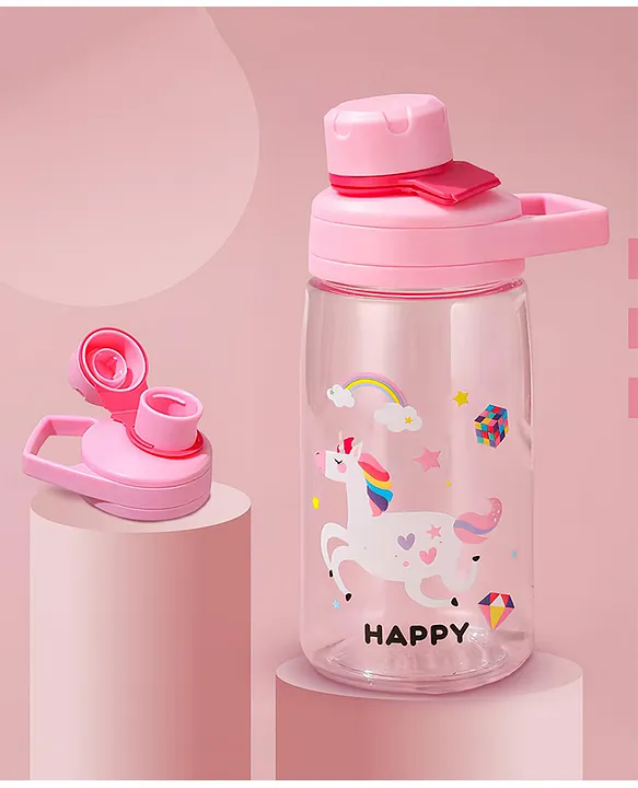 Joy Baby Sipper Water Bottle for Kids SpillProof & BPA Free Safe Sippy Water Bottle 480ml for Kids Drinking Training Sipper Bottle for School Kids & Toddlers Boys Girls (Pink)