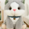 Plushy Cart Cute Cat Soft Toy Grey Height 25 cm