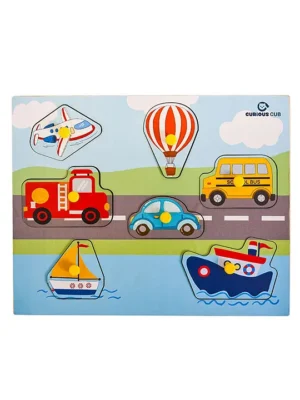Wooden Vehicle Pegged Puzzle Game