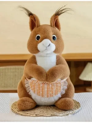 Squirrel Plush Toy Soft Brown Fur Height 35 cm