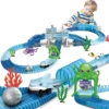 NEGOCIO 199 Pcs Track Car Adventure Playset Flexible Race Track with Bridge Tunnel Marine World Theme Shark Car Sea Creatures Ocean Adventure PACK OF 1 COLOR MAY VARY
