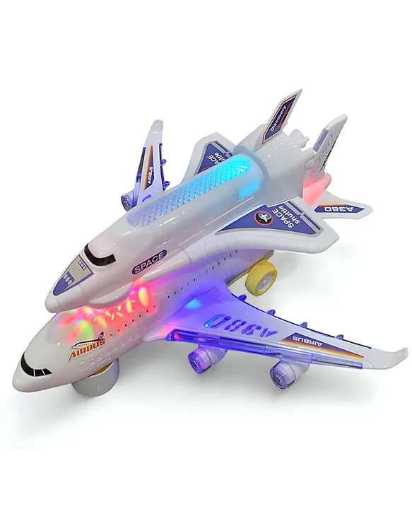 NEGOCIO Airbus A380 Airplane with Lights and Sound Bump and Go Action Educational Aircraft for Kids PACK OF 1 COLOR MAY VARY