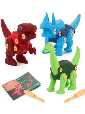 ADKD 3Piece DIY Dinosaur Toy Set for Kids Assembly Construction Dinosaur Toys with Screwdriver for Boys & Girls (Color and Design May Vary)