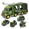 Kidology 5in1 FrictionPowered Military Army Truck Toy Set Dark Green