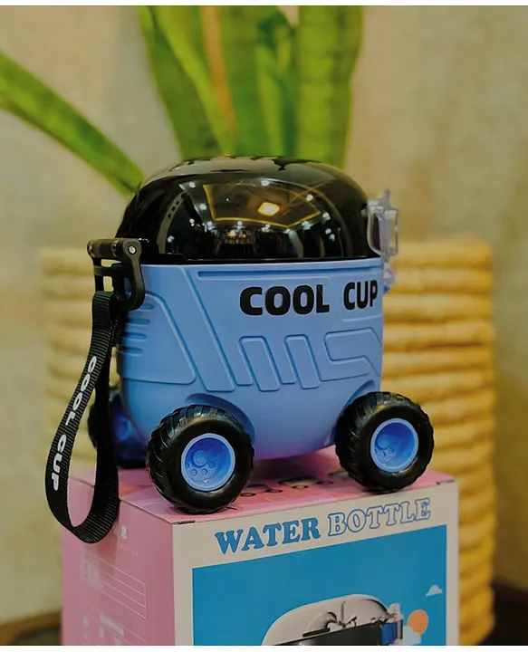 550 ml Cool Cup Shape Water Bottle Toy For Kids Durable Food Grade Tritan Water Bottle for Kids with Straw BPA Free Toddler Water Bottle Blue