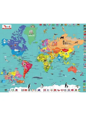 CocoMoco Kids World Map Puzzle 56 Pieces Learning and Educational Gift Return Gift for Kids (Pack of 1)