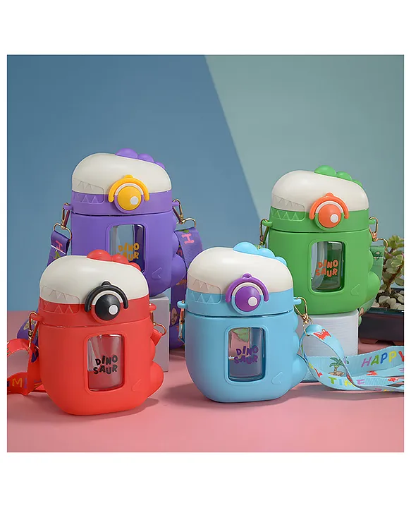 foodgrade children's water bottle highvalue creative cartoon straw cup outdoor portable hightemperature resistant bottle PACK OF 1 COLOR MAY VARY