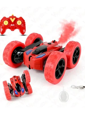 Vikrida Spray Stunt RC Cars 2.4GHz Remote Control Car with Headlights Off Road 4WD 360 Rotating RC Crawler Gifts for Boys & Girls Red Smoke Car