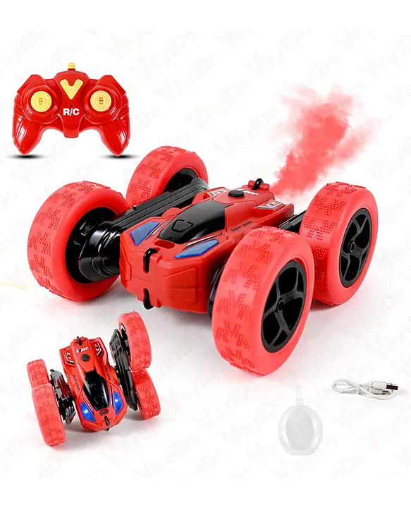 Vikrida Spray Stunt RC Cars 2.4GHz Remote Control Car with Headlights Off Road 4WD 360 Rotating RC Crawler Gifts for Boys & Girls Red Smoke Car