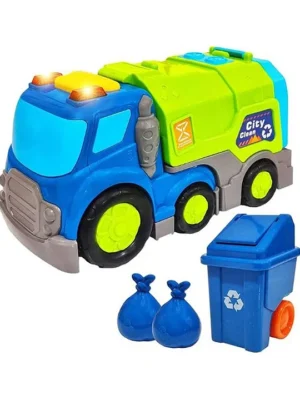 SANJARY Sanjary Eco CleanUp Squad City Garbage Truck Toy with Lights Sound & Dump Action Trash Can for kids color design may vary