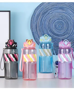 Sports Water Bottle with Straw 800 ml LeakProof PC Material Water Bottle for Back to School PACK OF 1 COLOR MAY VARY
