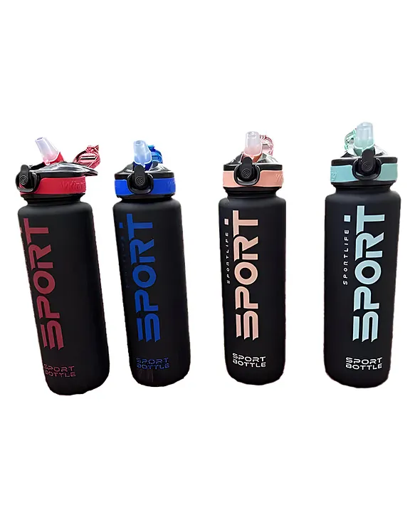 Plastic Sports Water Bottle 1L with Straw BPA Free Reusable Sports Water Bottle for Gym Office Workout PACK OF 1 COLOR MAY VARY