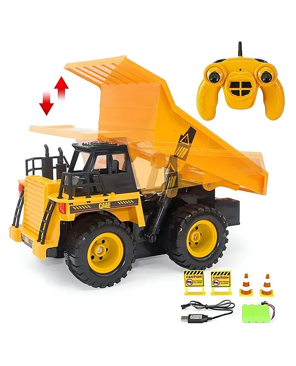 AKN TOYS Remote Control Construction Dump Truck 1/22 Scale Alloy RC Engineering Truck with Rechargeable Battery for kids PACK OF 1 ( COLOR MAY VARY )