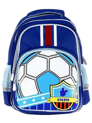 SMJM Football Printed School Bag Royal Blue 15.7 Inches