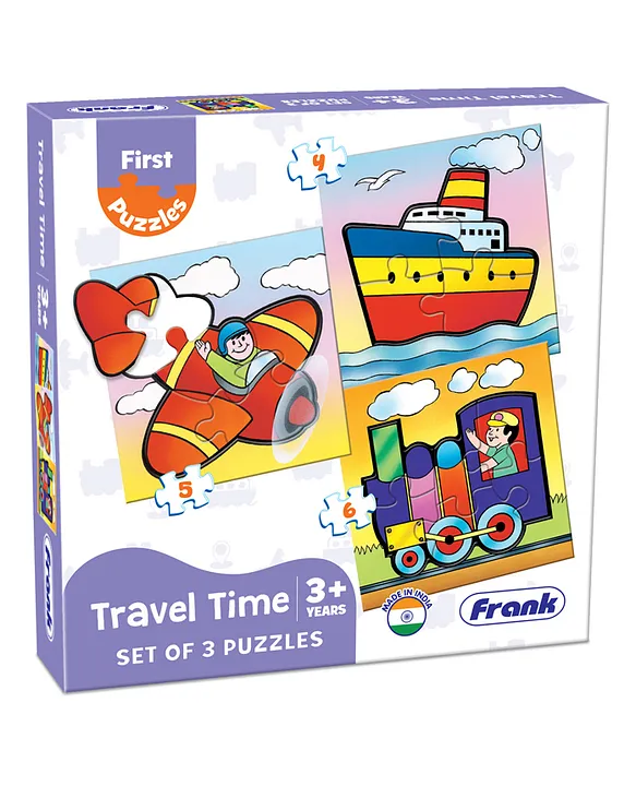 Play and Learn Travel Time Jigsaw Puzzle Multicolour Set of 3 (15 Pieces) for kids above 4+ Years 10201