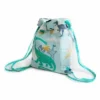 Silverlinen Quilted Cotton Drawstring Bag Dinosaur Print Blue
