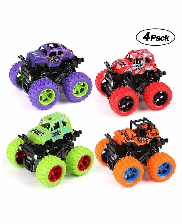 Toyshine Push and Go Monster Truck Friction Powered Cars Pack of 4 Multicolour
