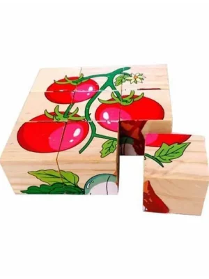 6in1 Wooden Block Puzzle Vegetable Theme Multicolor 9 Pieces