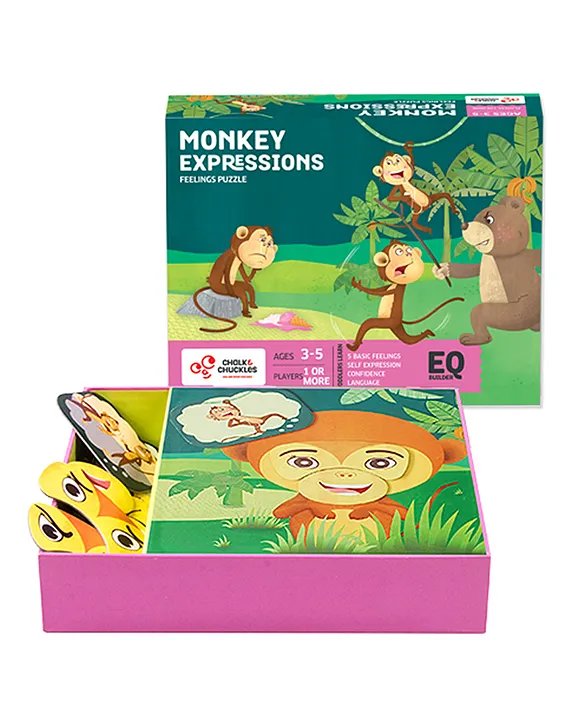 Chalk & Chuckles Monkey Expressions Preschooler Feelings Puzzle Multicolor