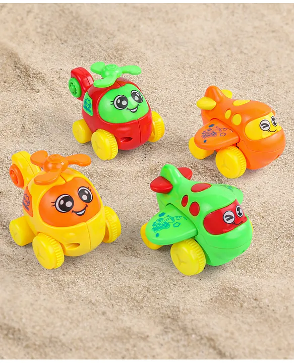 Babyhug Friction Powered Plane And Chopper Set Pack of 4 Multicolor Fun Push & Go Toy for Kids Imaginative Play & HandEye Coordination ChildSafe & NonToxic 12+ Months BIS Certified