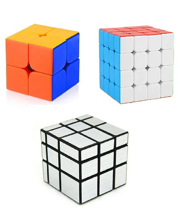 High Speed Stickerless Rubik Cubes Pack of 3 Multicolour