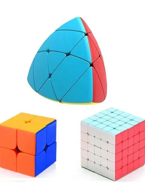High Speed Stickerless Rubik Cubes Pack of 3 Multicolour