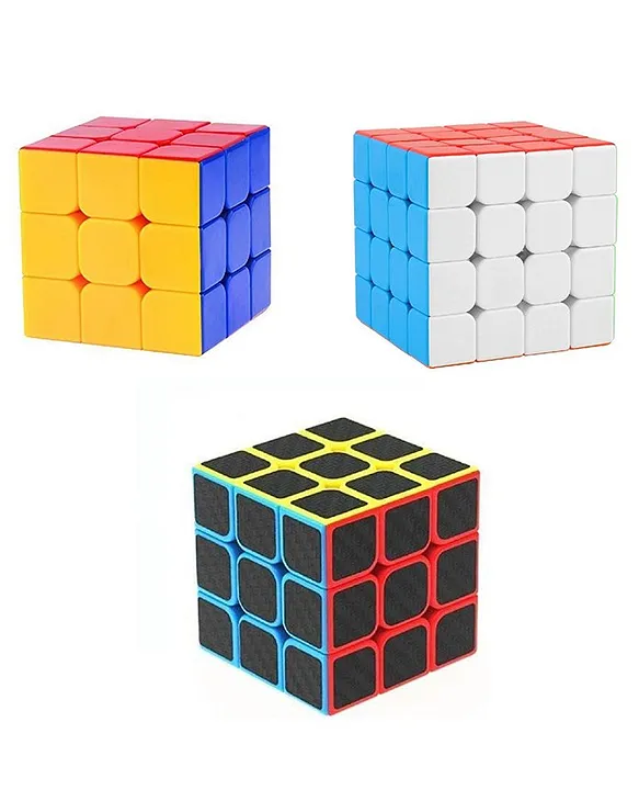 High Speed Smooth Stickerless Rubik Cubes Pack of 3 Multicolour