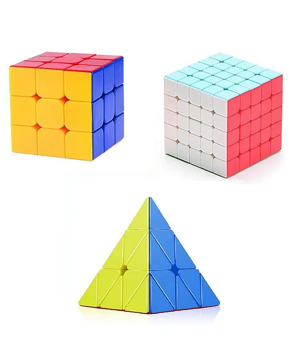 High Speed Smooth Stickerless Rubik Cubes Pack of 3 Multicolour