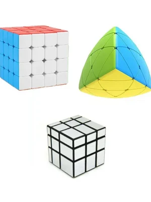 High Speed Smooth Stickerless Rubik Cubes Pack of 3 Multicolour