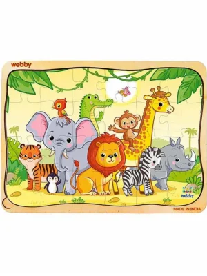 Jungle Safari Wooden Jigsaw Puzzle Multicolor 24 Pieces