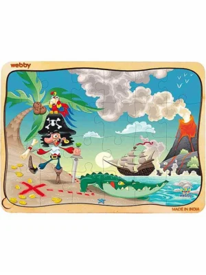 Pirate Scene Wooden Jigsaw Puzzle Multicolor 24 Pieces