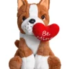 Sitting Dog Soft Toy Brown Height 9 cm