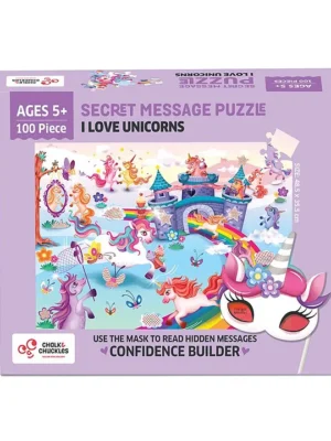 I Love Unicorns Secret Message Jigsaw Puzzle 100 Pieces