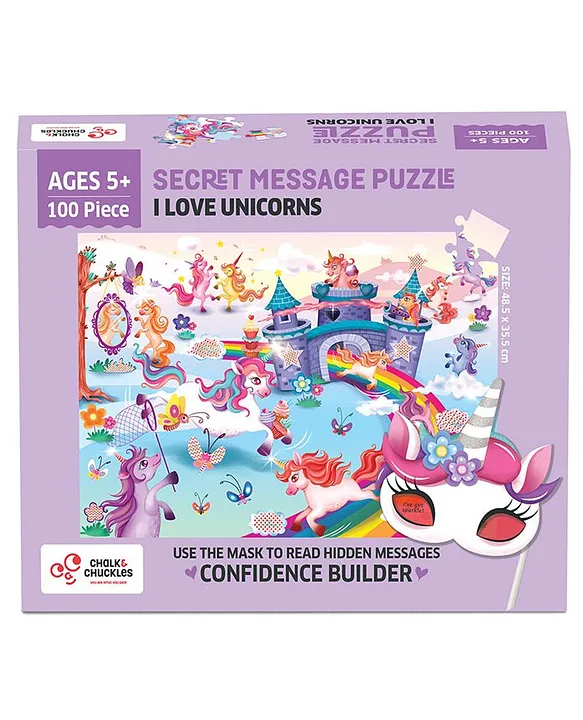 I Love Unicorns Secret Message Jigsaw Puzzle 100 Pieces