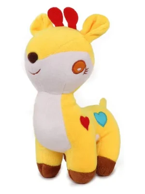 Plush Deer Toy Yellow Height 20 cm