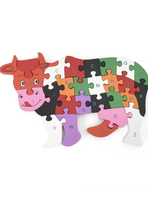 Cow Alphanumeric Jigsaw Puzzle Multicolor 26 Pieces