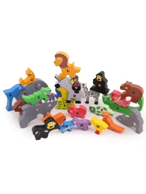 OpaToys Premium 26 pcs Wooden Sea and Wild Animals puzzle Medium Size for ToddlersMontessori Educational and Learning Toy Shape Matching Puzzle Preschool Colorful BIS Certified 18 + months