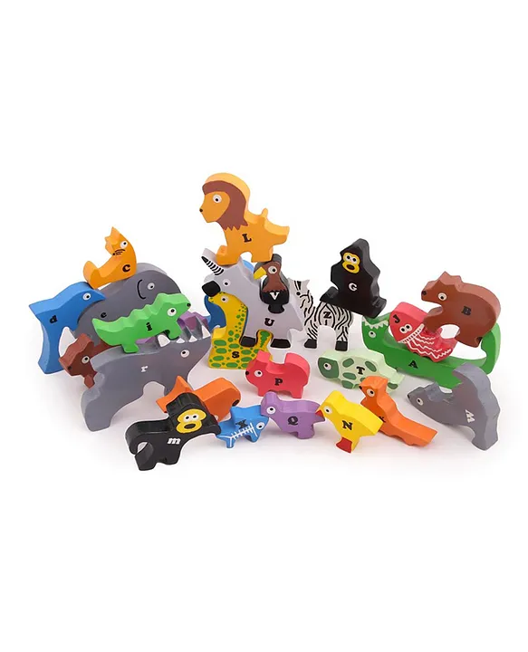 OpaToys Premium 26 pcs Wooden Sea and Wild Animals puzzle Medium Size for ToddlersMontessori Educational and Learning Toy Shape Matching Puzzle Preschool Colorful BIS Certified 18 + months