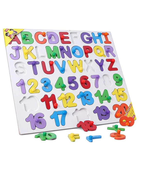Alphabets & Number Knob & Peg Puzzle Multicolour 46 Pieces