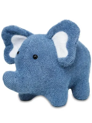 Plush Elephant Animal Toy Blue Length 20 cm