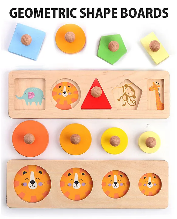 Premium Wooden Geometric Knob Shape Board for BabiesLearning & Educational Shape Sorter for Babies Sorting Toys for Preschoolers NonToxic Multicoloured Ideal for Gifting BIS Certified Paediatrician Recommended